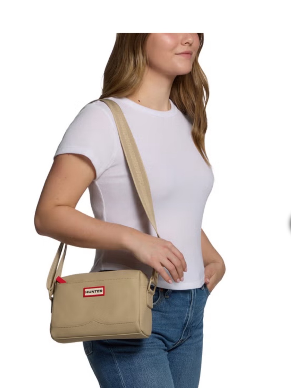 Hunter Tan Crossbody Bag with Adjustable Strap